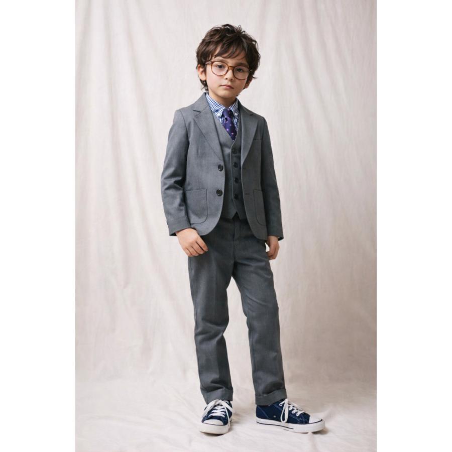 130cm グレー フォーマルスーツ シャツ付き プティマイン セットアップ