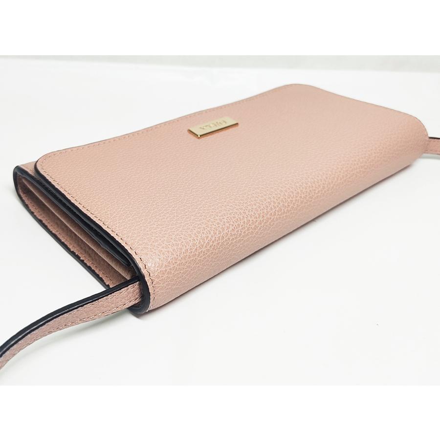 美品 FURLA フルラ ショルダーウォレット レザー ピンクベージュ 財布