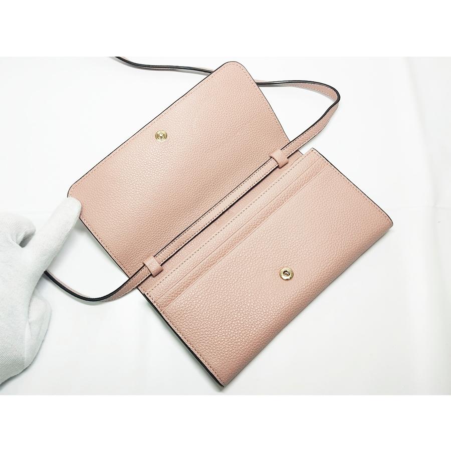 美品 FURLA フルラ ショルダーウォレット レザー ピンクベージュ 財布