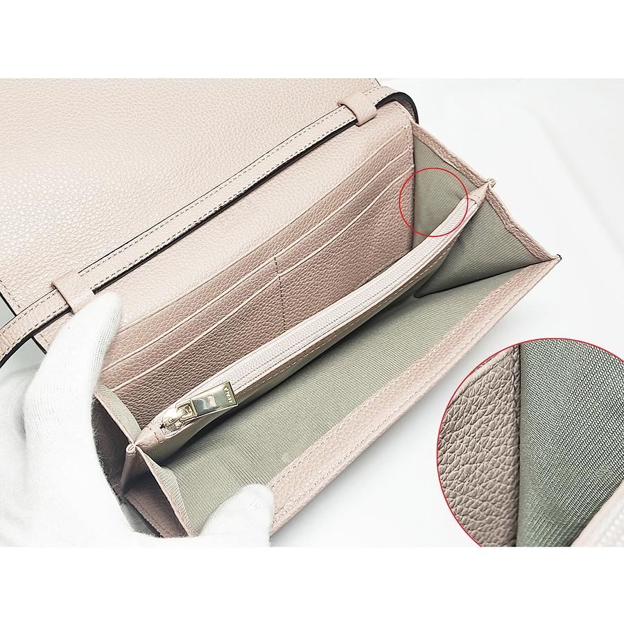 美品 FURLA フルラ ショルダーウォレット レザー ピンクベージュ 財布 
