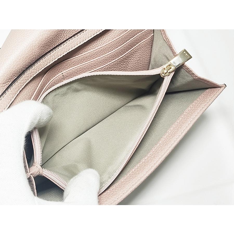 美品 FURLA フルラ ショルダーウォレット レザー ピンクベージュ 財布 