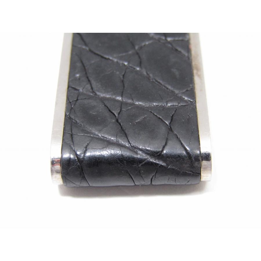 GUCCI グッチ マネークリップ クロコ ブラック シルバー メンズ