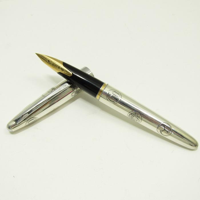 947 パイロット 万年筆 STERLINGSILVER ペン先18K-750 PILOT パイロット 万年筆 家紋柄 STERLING SILVER シルバー