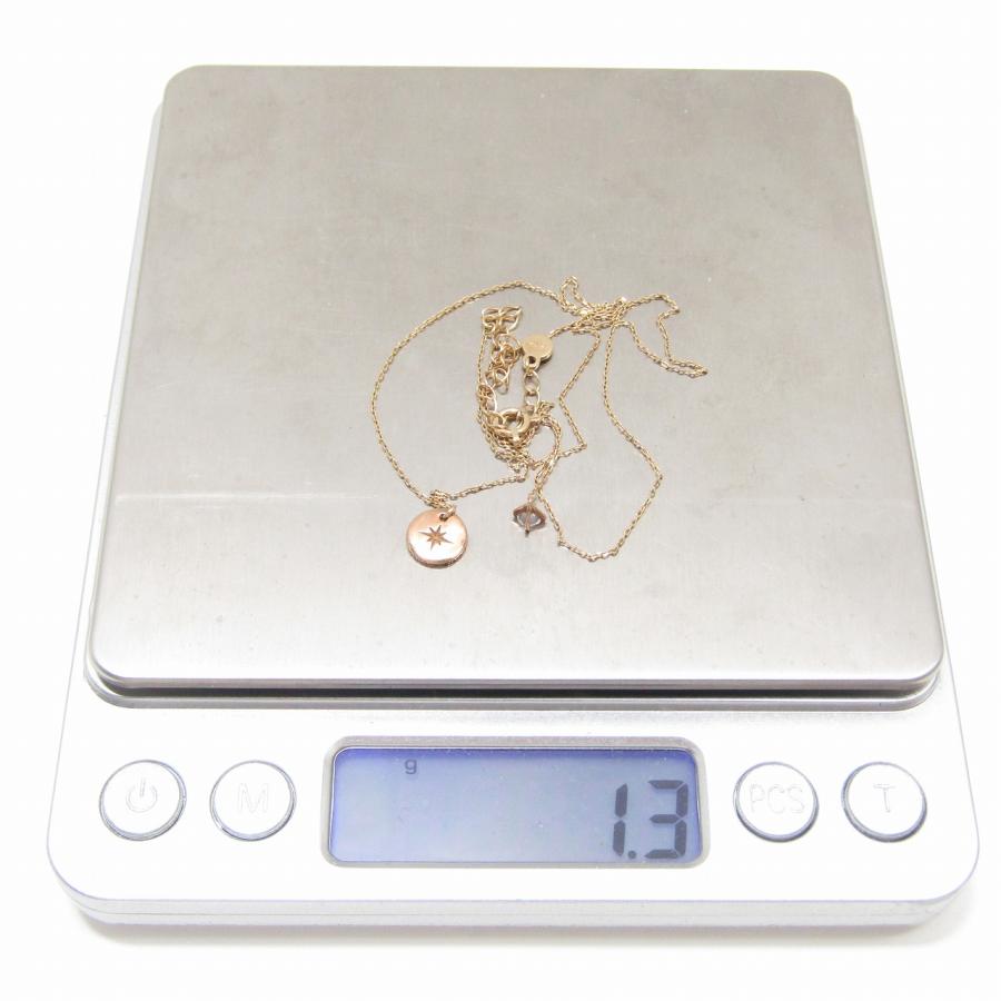 状態良好 ete エテ イニシャル コイン ネックレス K10PG ピンク