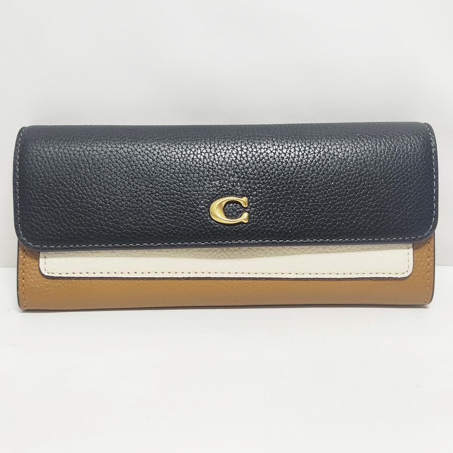 美品 COACH コーチ ミラ ロング フラップ ウォレット・カラーブロック