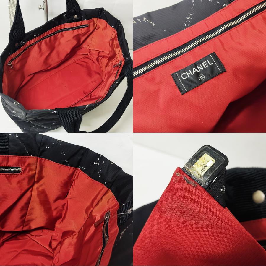 状態良好 CHANEL シャネル 旧トラベルライン トートバッグ A11833 ナイロン ブラック ハンドバッグ レディースの画像