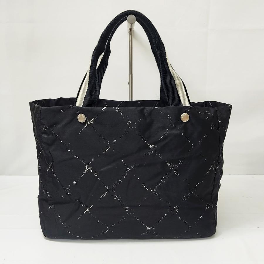 状態良好 CHANEL シャネル 旧トラベルライン トートバッグ A11833 ナイロン ブラック ハンドバッグ レディースの画像