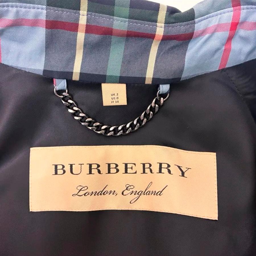 美品 BURBERRY バーバリー トレンチコート タータンチェック ブルー