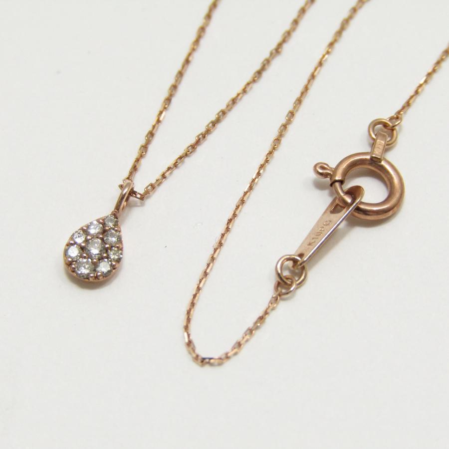 状態良好 9Pダイヤ付き 0.06ct ネックレス K10PG 10金 ピンクゴールド 