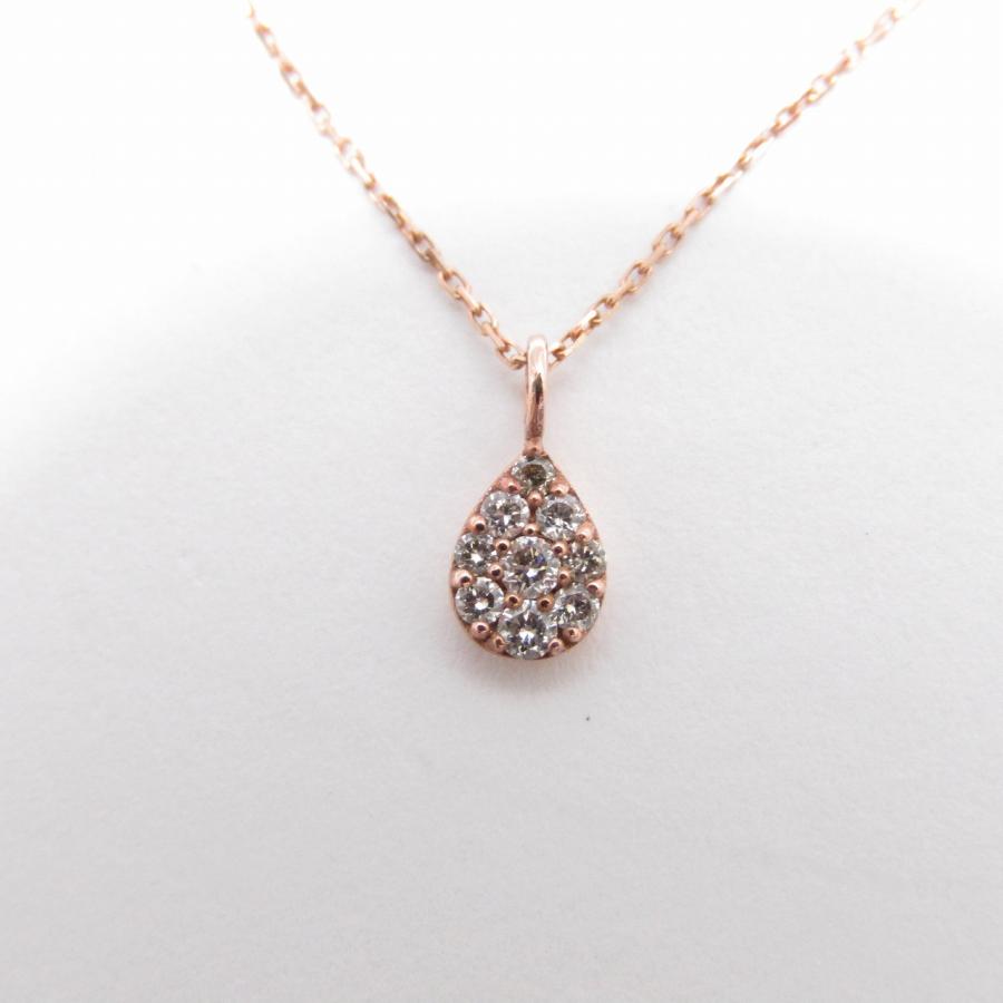 状態良好 9Pダイヤ付き 0.06ct ネックレス K10PG 10金 ピンクゴールド 