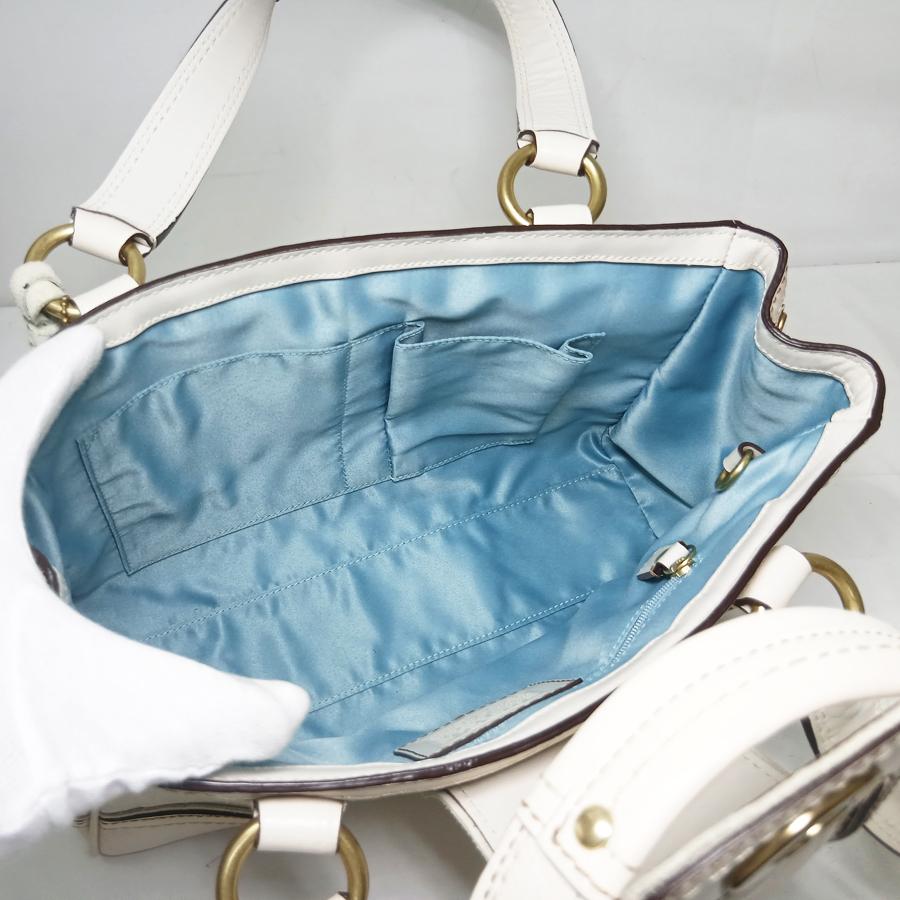 状態良好 COACH コーチ シグネチャー ハンドバッグ 11330 レザー オフ 