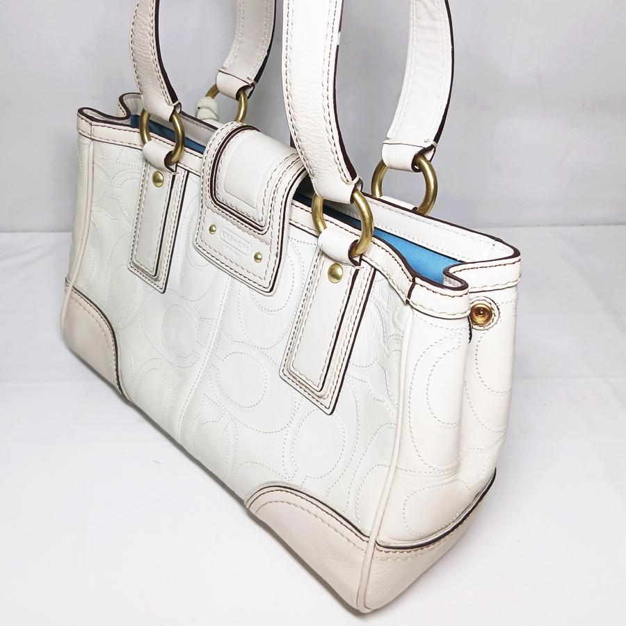 状態良好 COACH コーチ シグネチャー ハンドバッグ 11330 レザー オフ