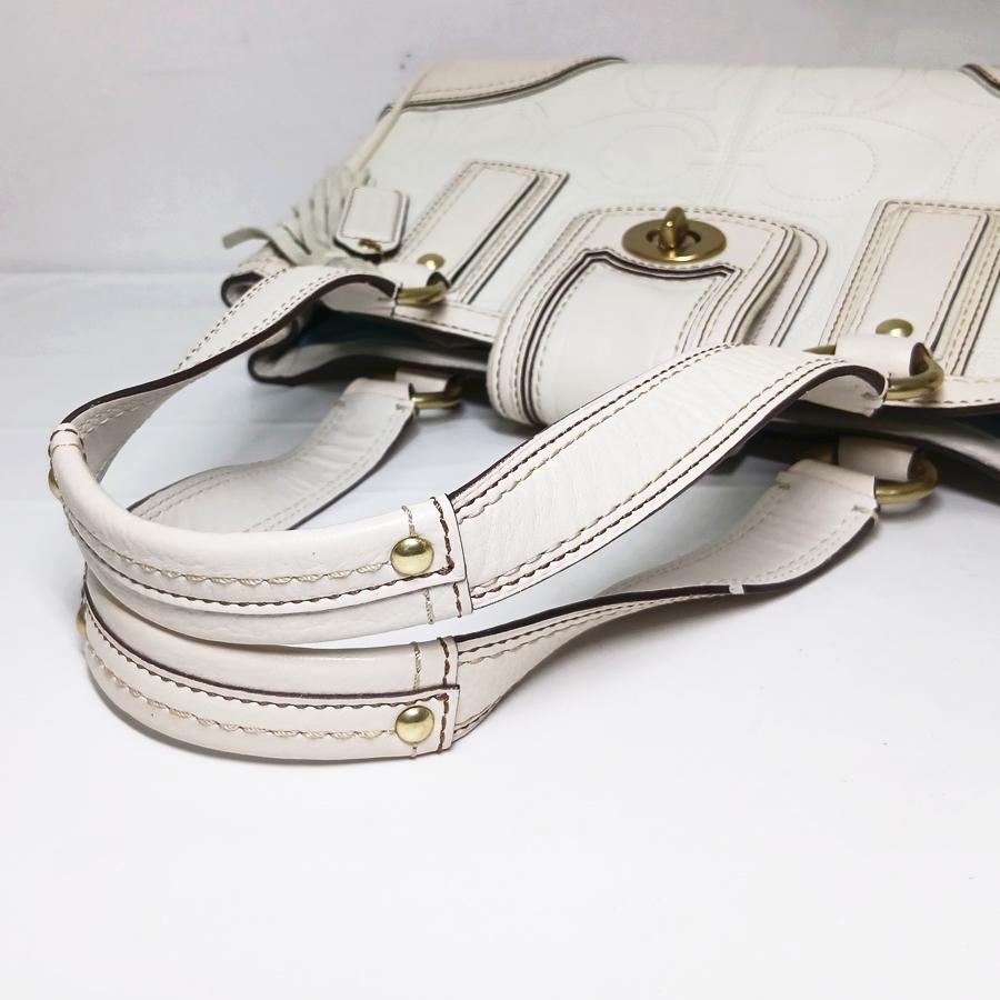 状態良好 COACH コーチ シグネチャー ハンドバッグ 11330 レザー オフ