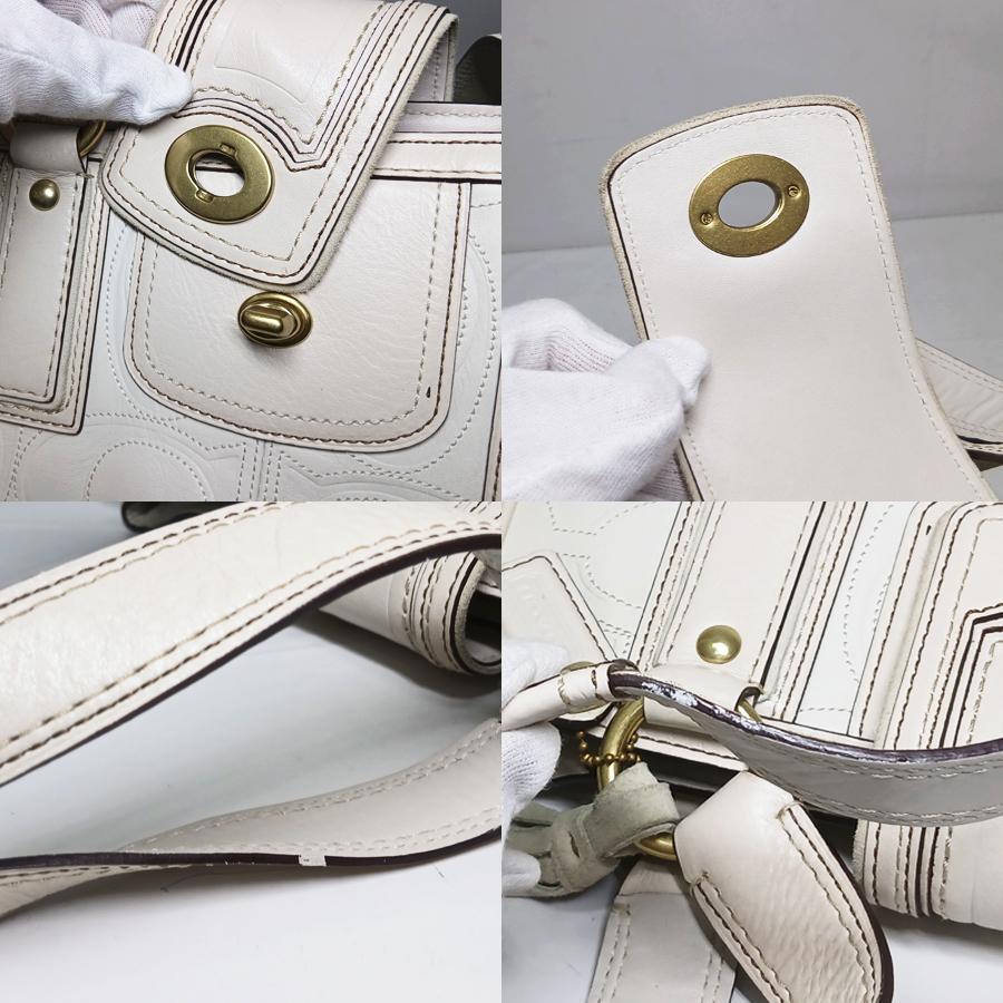 状態良好 COACH コーチ シグネチャー ハンドバッグ 11330 レザー オフ