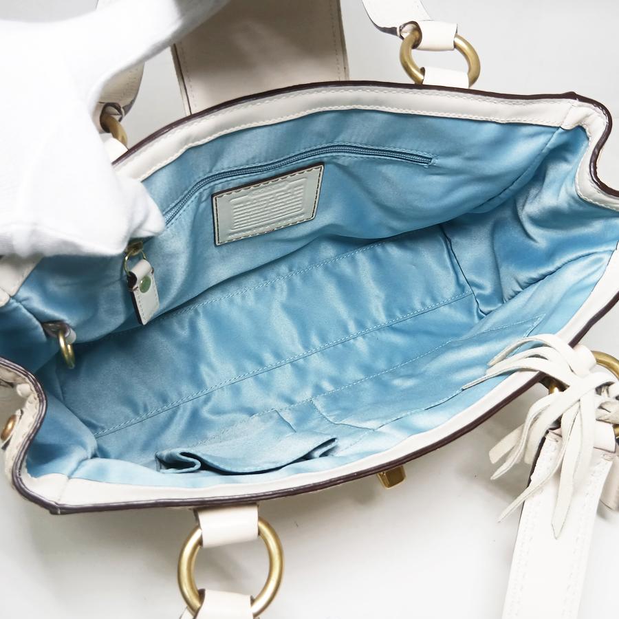 状態良好 COACH コーチ シグネチャー ハンドバッグ 11330 レザー オフ