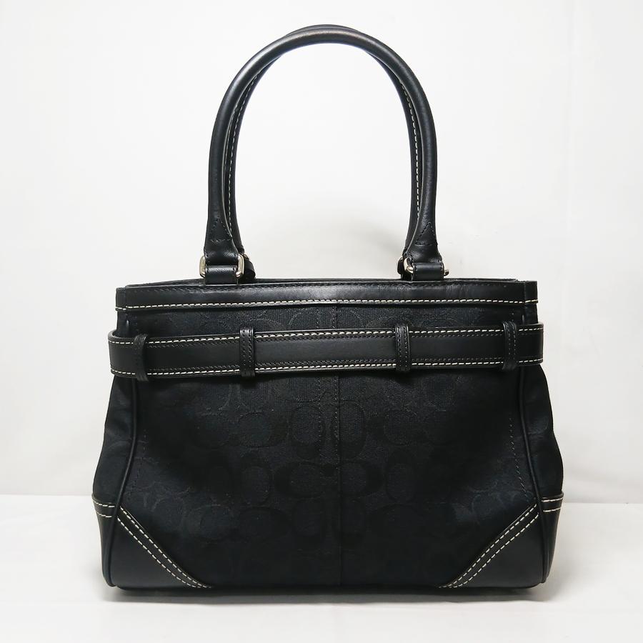 ✨良品 COACH コーチ ハンドバッグ シグネチャー キャンバス ブラック 状態良好 COACH コーチ シグネチャー ハンドバッグ 8K06 キャンバス