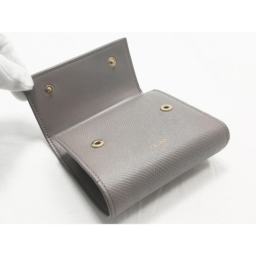 状態良好 CELINE セリーヌ 三つ折り財布 レザー グレー コンパクト