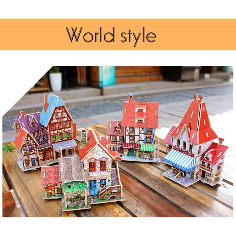 3D立体パズル 木製シリーズ フランス・スタイル 手作りドールハウス