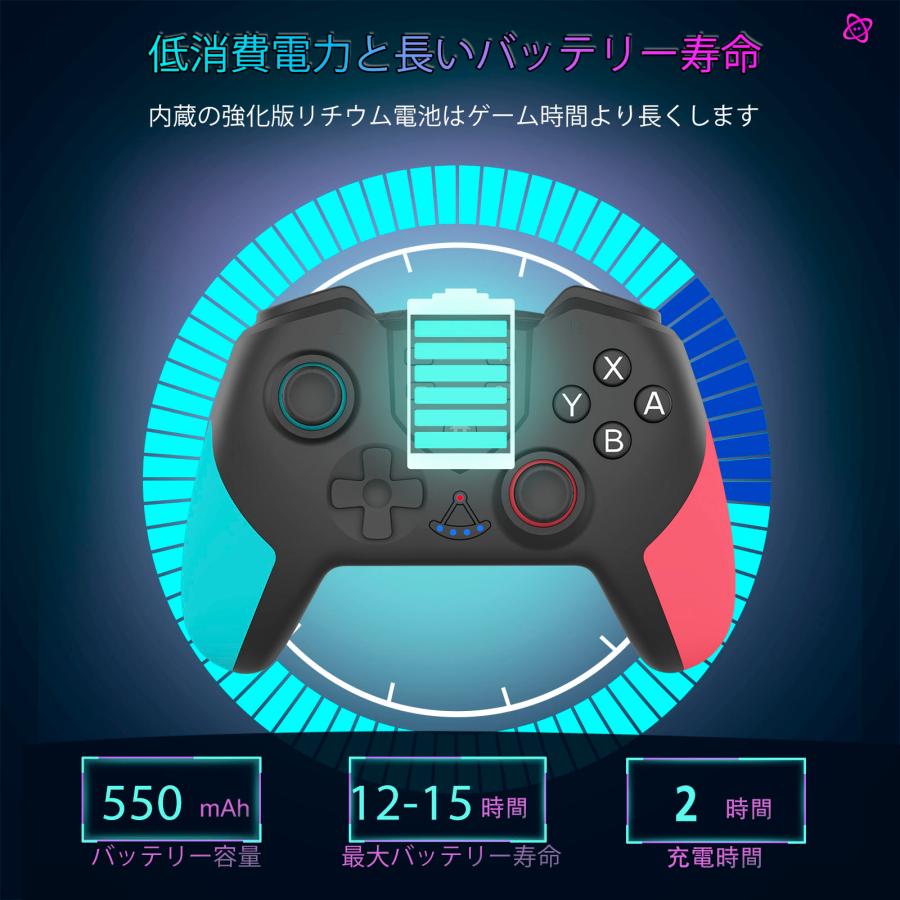 コントローラー Switch 2個セット 背面ボタン付き マクロ機能 スイッチ プロコン Pro ワイヤレス ジャイロ Bluetooth スプラトゥーン3対応 有機EL｜qisi-netshop｜03