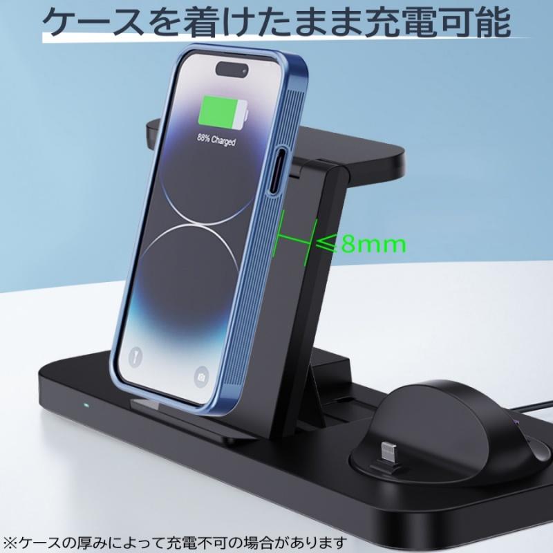 ワイヤレス充電器 6in1 15W 充電スタンド AppleWatch 急速充電S9 8 7 6 5 4 3 2 SE iPhone15 14 15Pro｜qisi-netshop｜03