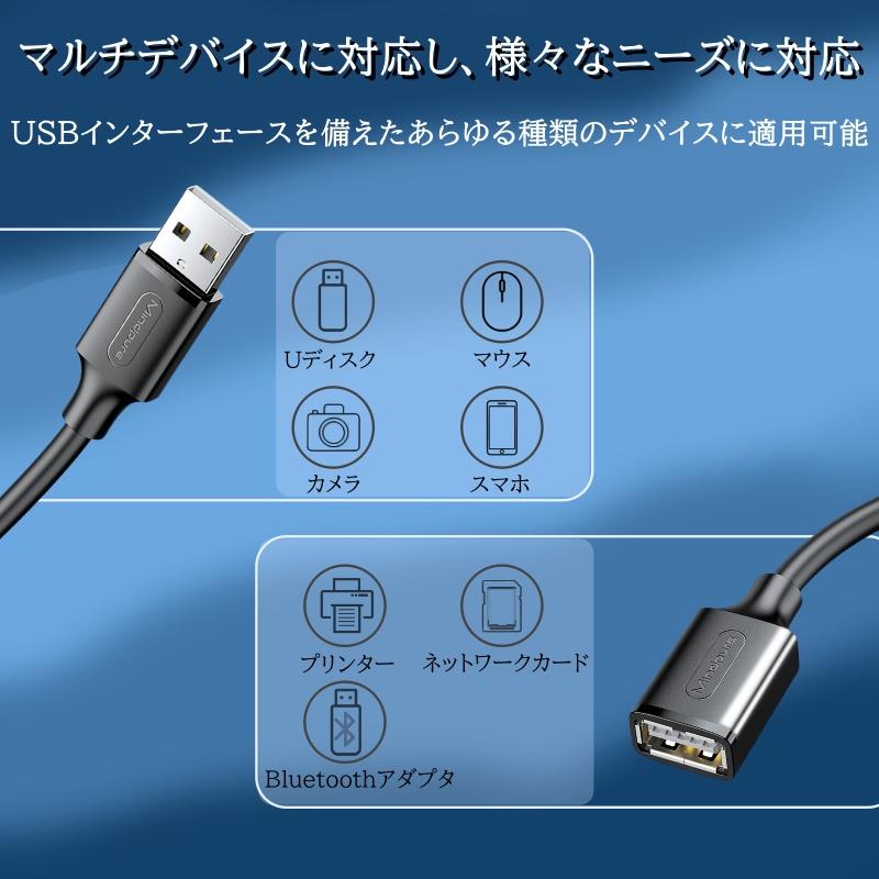 USB 延長ケーブル 0.5ｍ 1ｍ 1.5ｍ 2ｍ 3m 5m 8m 10m 延長コード タイプAオス - タイプAメス USB延長 コード｜qisi-netshop｜03