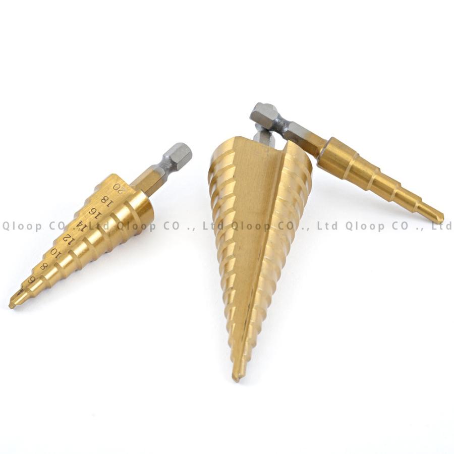 ステップドリル チタンコーティング HSS鋼 タケノコドリル 六角軸 ３本セット | ブランド登録なし | 02