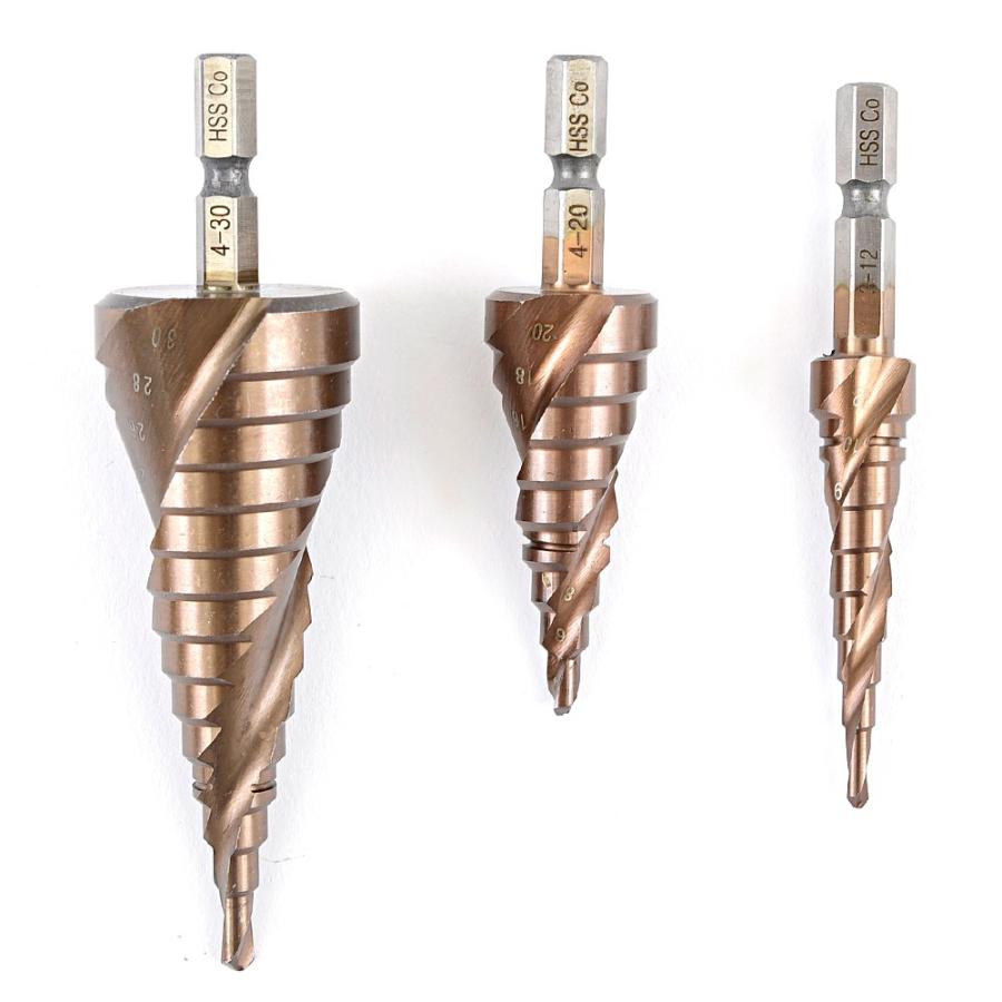 ステンレス対応 ステップドリル コバルトハイス ＨＳＳ−ＣＯ チタンコーティング ３本セット | ブランド登録なし | 01