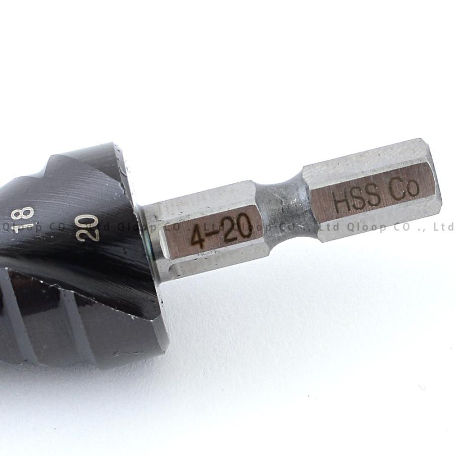 ブラックチタン ステップドリル TiAlN 窒化チタンアルミコーティング コバルトハイス 六角軸 4mm-20mm 9段|qloop|03