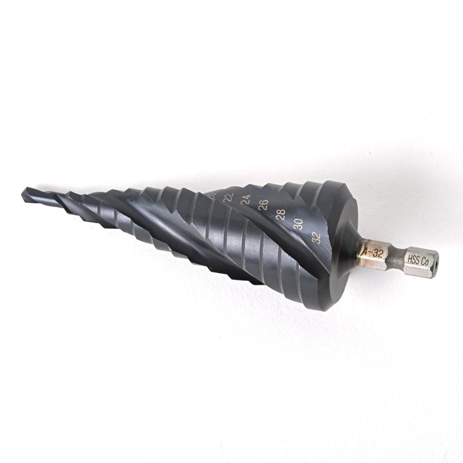 ブラックチタン 3刃 ステップドリル AlTiN 窒化チタンアルミコーティング コバルトハイス 六角軸 4mm-32mm 15段 | ブランド登録なし