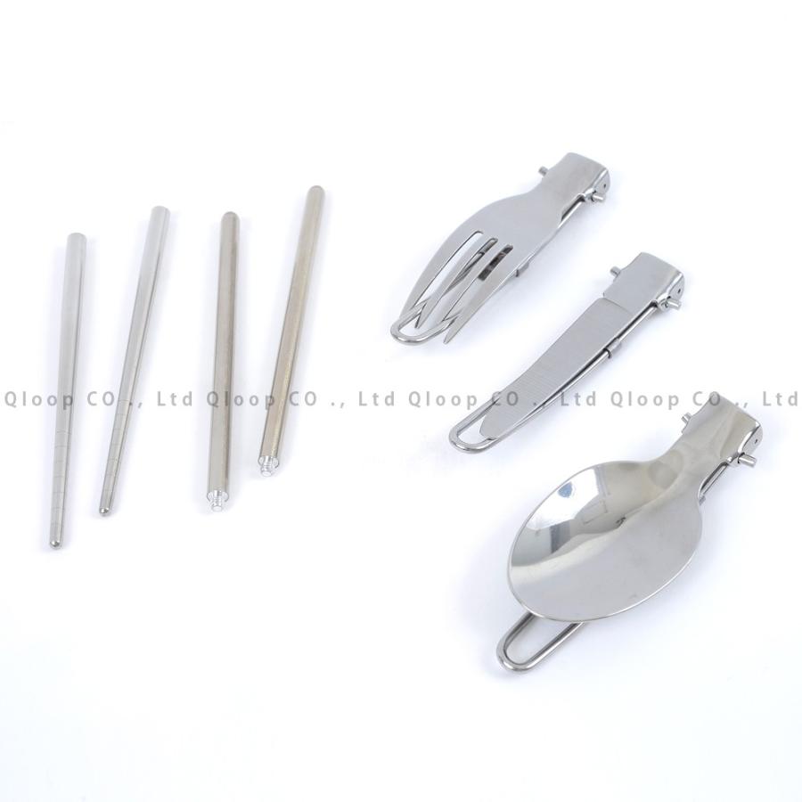 キャンプ 食器セット カトラリーセット アウトドア レジャー キャンプ食器 ステンレス で清潔 折りたたみ 収納ケース付き | ブランド登録なし | 02