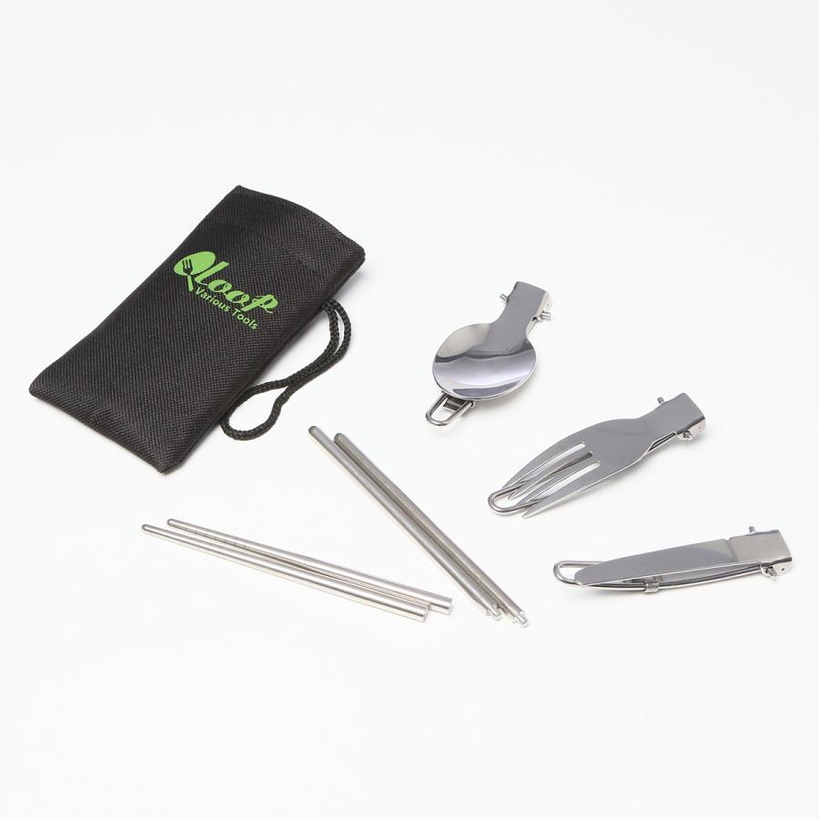 キャンプ 食器セット カトラリーセット アウトドア レジャー キャンプ食器 ステンレス で清潔 折りたたみ 収納ケース付き | ブランド登録なし | 04