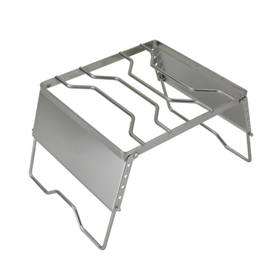 クッカースタンド 五徳 6段階 調整可能 バーベキュー コンロ アウトドアに便利 風防板付き | 