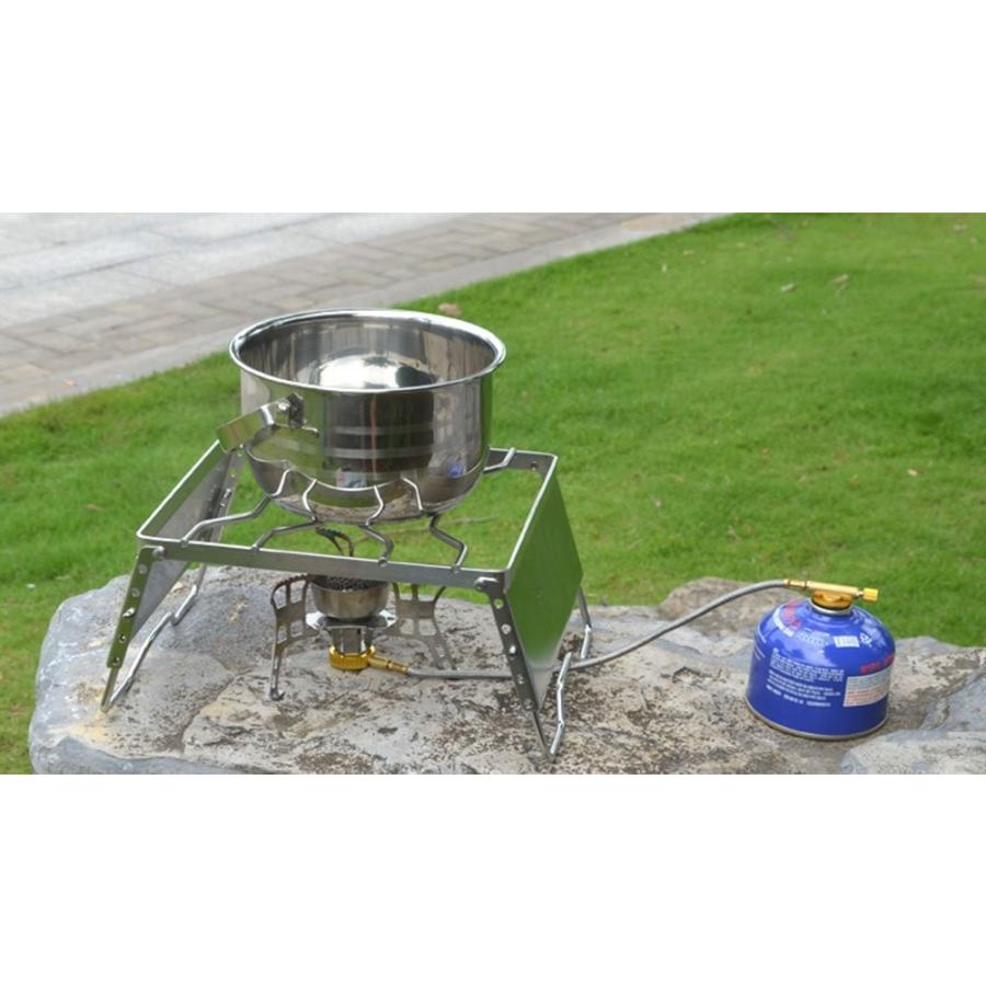 クッカースタンド 五徳 6段階 調整可能 バーベキュー コンロ アウトドアに便利 風防板付き |  | 03