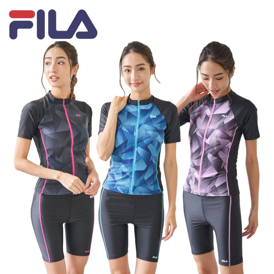 FILA（フィラ） レディース フィットネス 水着 ウェア 2点セット めくれ防止 311214 311-214 セパレート 体型カバー ...