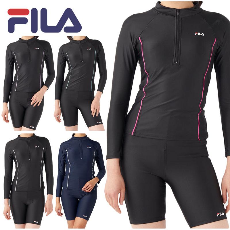 FILA（フィラ） レディース 長袖 フィットネス 水着 ウェア 2点セット