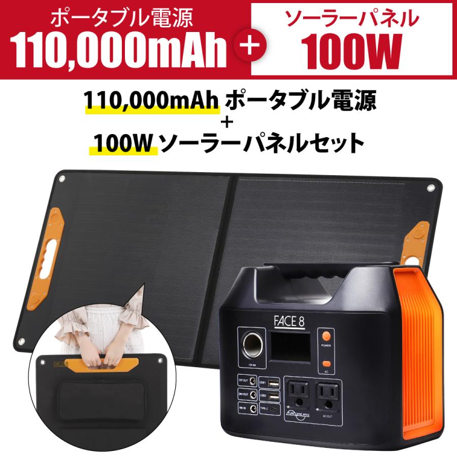 ポータブル電源 ソーラーパネル セット 100W 折り畳み 折りたたみ 大