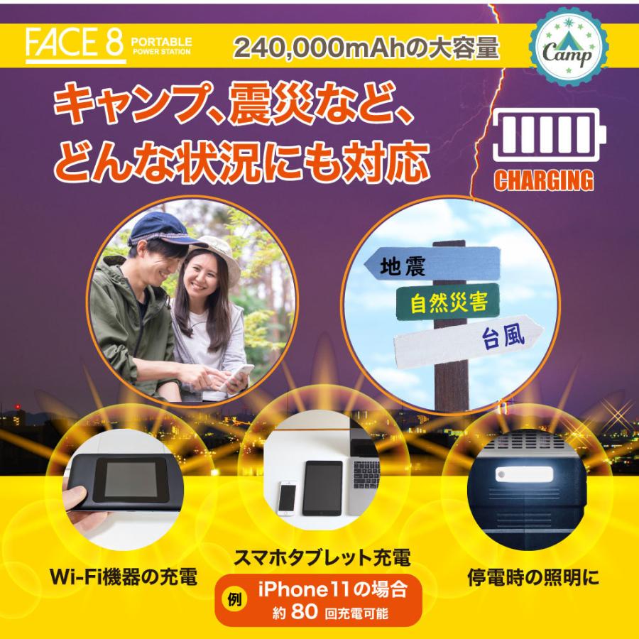 ポータブル電源 大容量 240,000mAh / 888Wh 蓄電池 最大出力