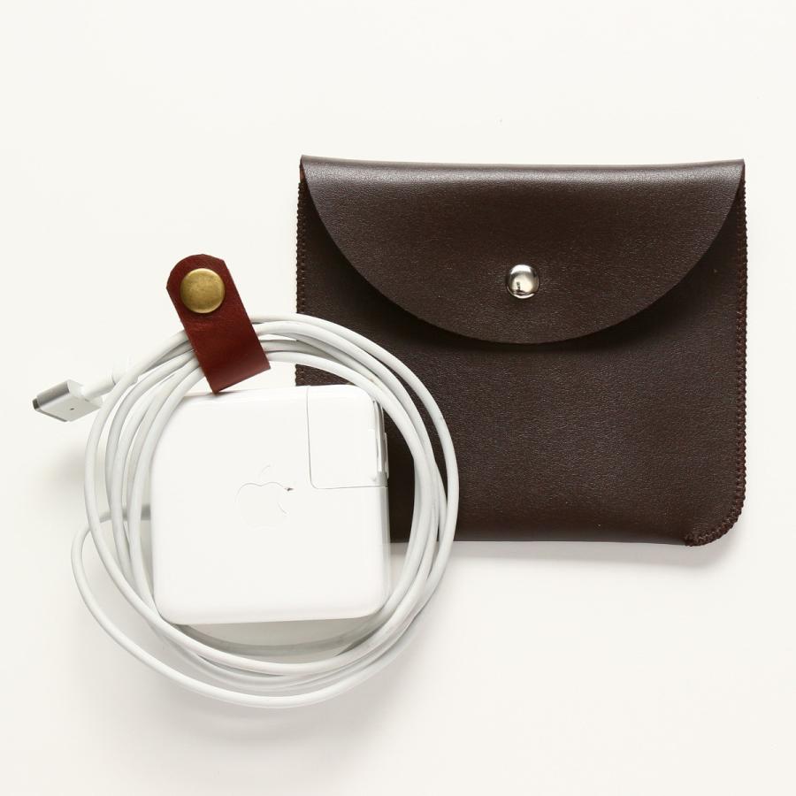 電源アダプタ/電源ケーブル 収納ポーチ MacBook 対応(ブラウン・L