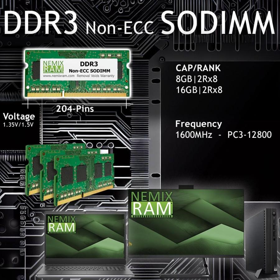 並行輸入品】 32GB (2X16GB) DDR3-1600MHz SODIMM ラップトップメモリ