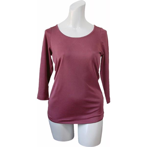 100％シルク　七分袖シャツ（ワイン） | 