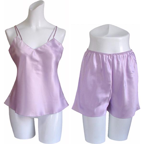 100％シルク　キャミソール＆タップパンツ（パープル） | 