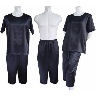 100％シルク　Ｔシャツ＆パンツ（七分丈）（ブラック） | 