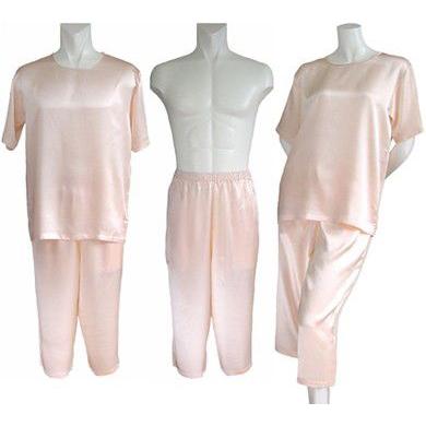 100％シルク　Ｔシャツ＆パンツ（七分丈）（ピンク） | 