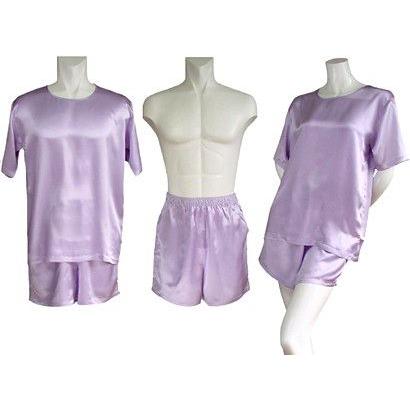 100％シルク　Ｔシャツ＆ショートパンツ（パープル） | 
