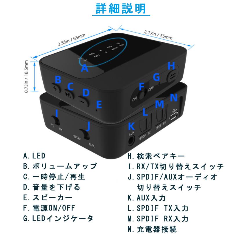 Bluetooth 5.0 トランスミッター Bluetooth レシーバー 2 in 1 高音質 Bluetooth受信機 送信機 一台二役 2台同時 接続 aptX HD aptX LL対応 ワイヤレス 高音質 :3c-dt0068:QUEEN ROCK - 通販 - Yahoo!ショッピング
