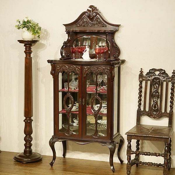送料無料 英国イギリスアンティーク家具 ヴィクトリアン エンパイアキャビネット S 10年代 彫刻 Antiques