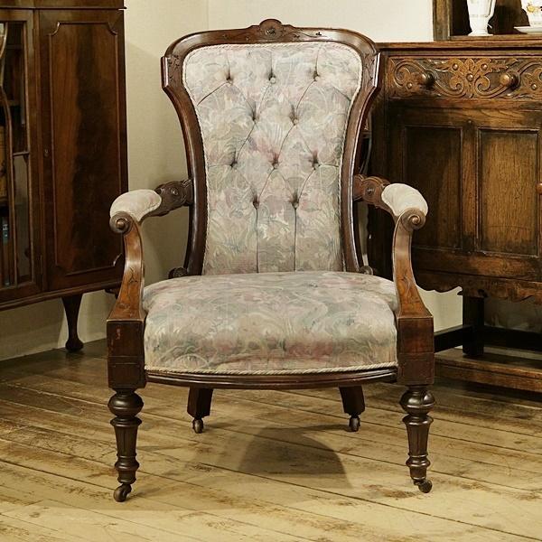 英国イギリスアンティーク家具 アームチェア 肘付椅子マホガニー材