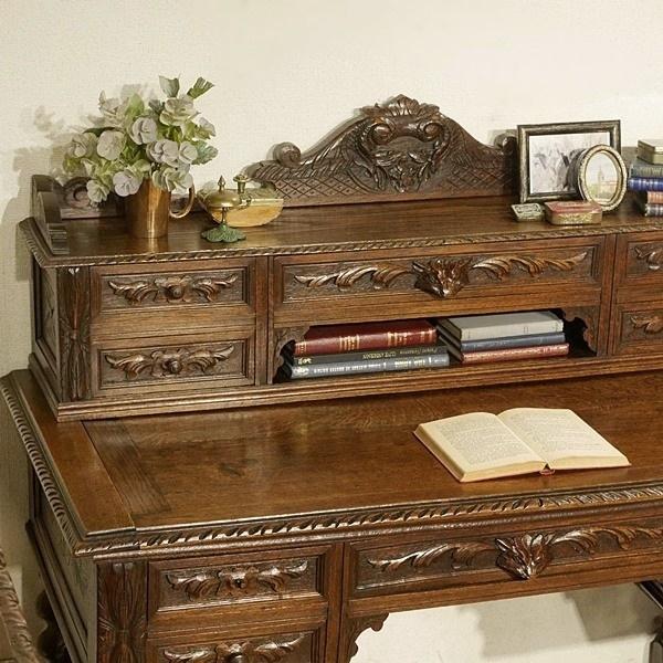 英国イギリスアンティーク家具 見事な彫刻 デスク 1900年代 英国イギリスアンティーク家具 見事な彫刻 デスク 1900年代