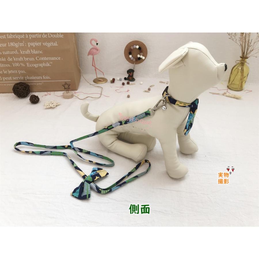 売切御免特別価格】犬 首輪 森の柄 小型犬 ネクタイ 男の子 犬