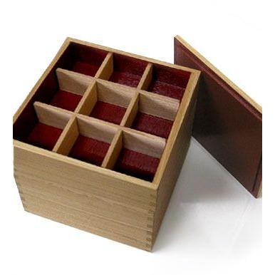 重箱 6寸白木三段重箱 内朱 /仕切り４種（井の字/十字２色/クロス）+小鉢３つ付 /モダン重箱シリーズ |  | 01
